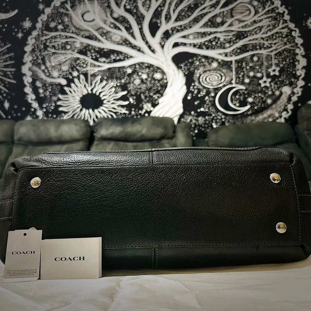 Vintage style Y2K Coach Black Leather Tote Bag shoulder bag - Picture 12 of 16